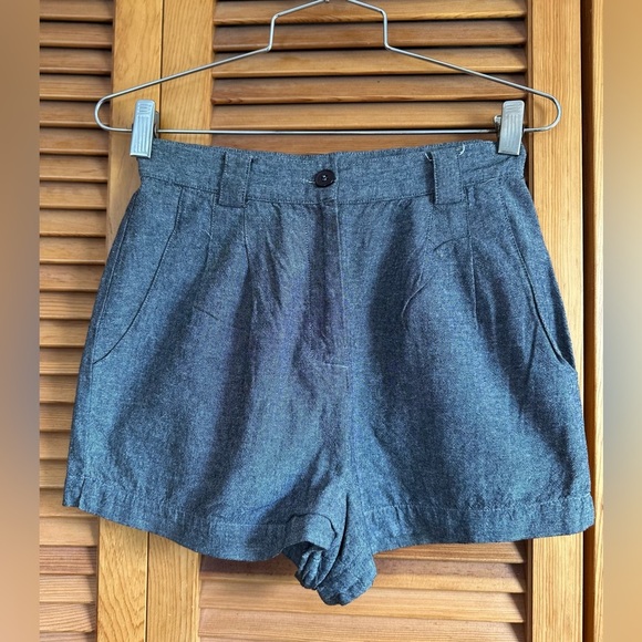 American Apparel Grey Chambray Shorts - Picture 1 of 4